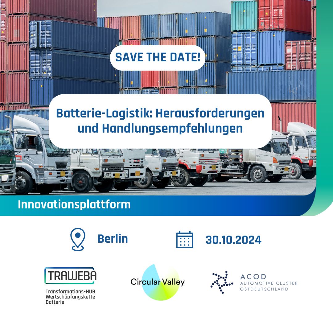 Save the Date für die Präsentation der Batterie-Logistik Studie mit Herausforderungen und Handlungsempfehlungen